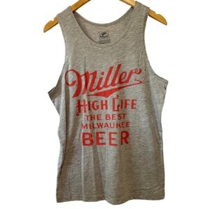 Miller High Life The Best Milwaukee Beer‎ Graphic Tank Top Men's Size S Gray